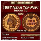 1897 Proof Indian Cent Near Top Pop! 1c pr67+ rd S