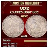 1830 Capped Bust Half Dollar 50c ms62 USCG