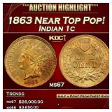 1863 Indian Cent Near Top Pop! 1c ms67 SEGS