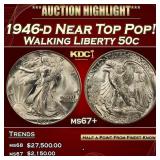 1946-d Walking Liberty Half Dollar Near Top Pop! 5