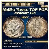 1945-d Mercury Dime Toned TOP POP! 10c ms68+ FSB S