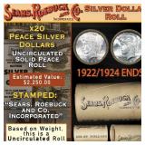 12- 20 Coin SEARS Peace Silver $1 Roll Uncirculate