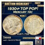 1930-p Mercury Dime TOP POP! 10c ms67+ FSB SEGS