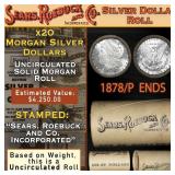 100- 20 Coin SEARS Morgan $1 Roll CC End UNC 1889&