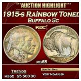 1915-s Buffalo Nickel Rainbow Toned 5c ms65 SEGS