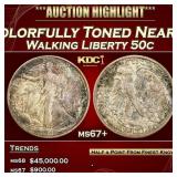 1945-d Walking Liberty Half Dollar Colorfully Tone