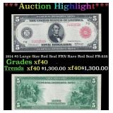1914 $5 Large Size Red Seal FRN Rare Red Seal Grad