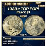 1923-p Peace Dollar TOP POP! $1 ms67+ SEGS
