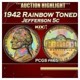 PCGS 1942 Proof Jefferson Nickel Rainbow Toned 5c