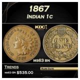 1867 Indian Cent 1c Grades ms63 bn
