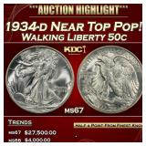 1934-d Walking Liberty Half Dollar Near Top Pop! 5