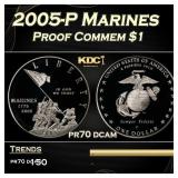 2005-P Marines Proof Modern Commem Dollar $1 pr70