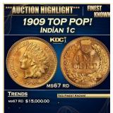 1909 Indian Cent TOP POP! 1c ms67 rd SEGS
