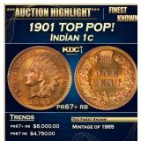 1901 Proof Indian Cent TOP POP! 1c pr67+ rb SEGS