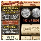 133- Rare GIMBLES Unc Morgan Dollar $1 Roll 10 Coi