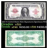 1923 $1 United States Note Grades vf+ Signatures S