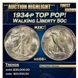 1934-p Walking Liberty Half Dollar TOP POP! 50c ms