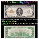 1928 $100 Gold Certificate FR-2405 Signatures Wood