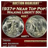 1937-p Walking Liberty Half Dollar Near Top Pop! 5