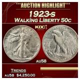1923-s Walking Liberty Half Dollar 50c au58 USCG