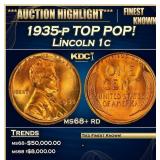 1935-p Lincoln Cent TOP POP! 1c ms68+ rd SEGS