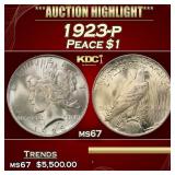 1923-p Peace Dollar $1 ms67 SEGS