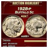 1928-p Buffalo Nickel 5c ms66+ SEGS