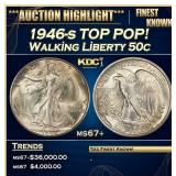 1946-s Walking Liberty Half Dollar TOP POP! 50c ms