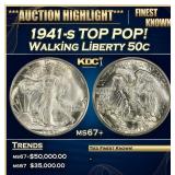 1941-s Walking Liberty Half Dollar TOP POP! 50c ms