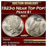 1923-d Peace Dollar Near Top Pop! $1 ms66+ SEGS