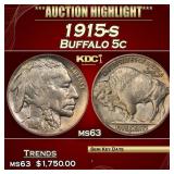 1915-s Buffalo Nickel 5c ms63 USCG