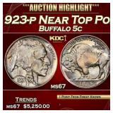 1923-p Buffalo Nickel Near Top Pop! 5c ms67 SEGS
