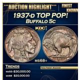 1937-d Buffalo Nickel TOP POP! 5c Grades ms68+ SEG