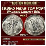 1939-d Walking Liberty Half Dollar Near Top Pop! 5