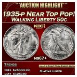 1935-p Walking Liberty Half Dollar Near Top Pop! 5