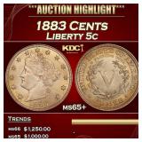 1883 Cents Liberty Nickel 5c ms65+ SEGS