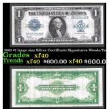 1923 $1 large size Silver Certificate Grades xf Si