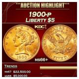 1900-p Gold Liberty Half Eagle $5 ms66+ SEGS