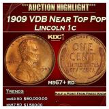 1909 VDB Lincoln Cent Near Top Pop! 1c ms67+ rd SE