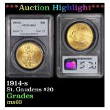 PCGS 1914-s Gold St. Gaudens Double Eagle $20 ms63
