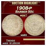 1908-p Barber Half Dollars 50c ms63 USCG