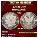 1891-cc Morgan Dollar $1 ms64+ PL SEGS