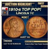 1910-s Lincoln Cent TOP POP! 1c ms67 rd SEGS