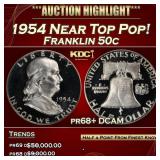 1954 Proof Franklin Half Dollar Near Top Pop! 50c