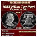 1955 Proof Franklin Half Dollar NEar Top Pop! 50c