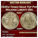 1935-s Walking Liberty Half Dollar Toned Near Top