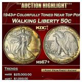 1943-p Walking Liberty Half Dollar Colorfully Tone