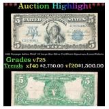 1899 $5 Large Size Silver Certificate Oncpapa Indi