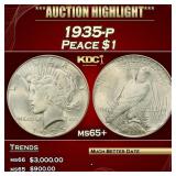 1935-p Peace Dollar $1 ms65+ SEGS
