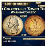 1958-d Washington Quarter Colorfully Toned Top Pop